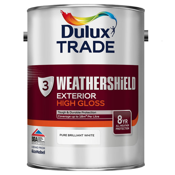 Dulux Trade Weathershield Gloss Pure Brilliant White 5L