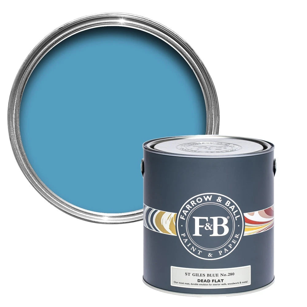 Farrow & Ball St Giles Blue 280 paint tin and colour swatch