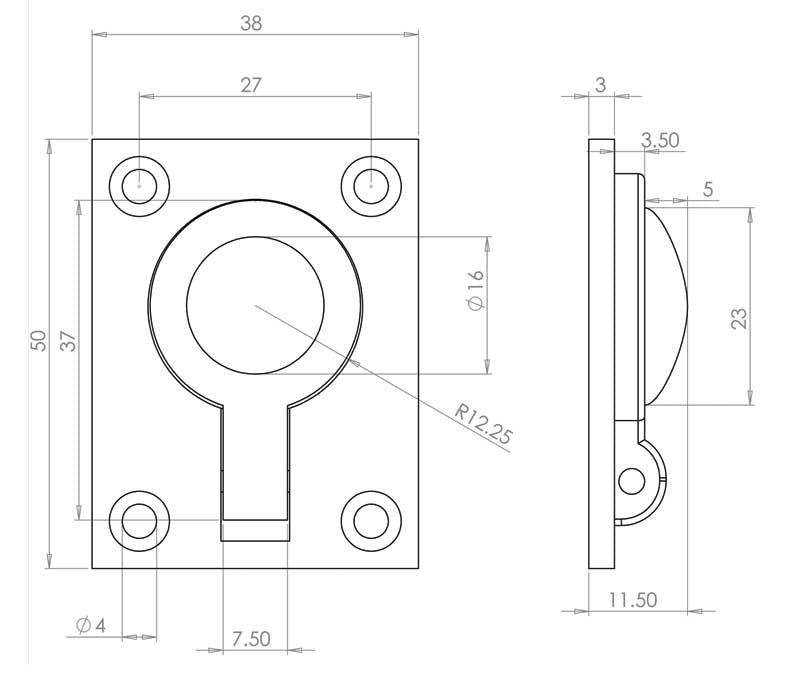 Flush Pull Ring 50mm