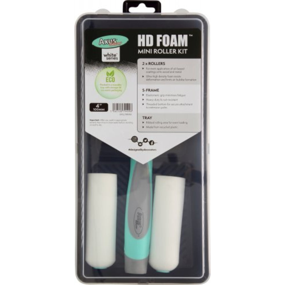 Axus White HD Foam Mini Roller Kit 4in – full product on white square background