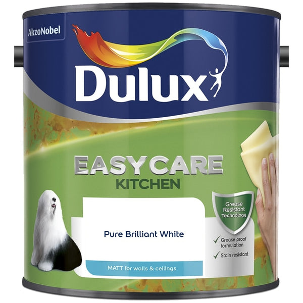 Dulux Easycare Kitchen Matt Emulsion Paint Pure Brilliant White 2.5L – Product Image | Decor Express, Clapham & Richmond, London