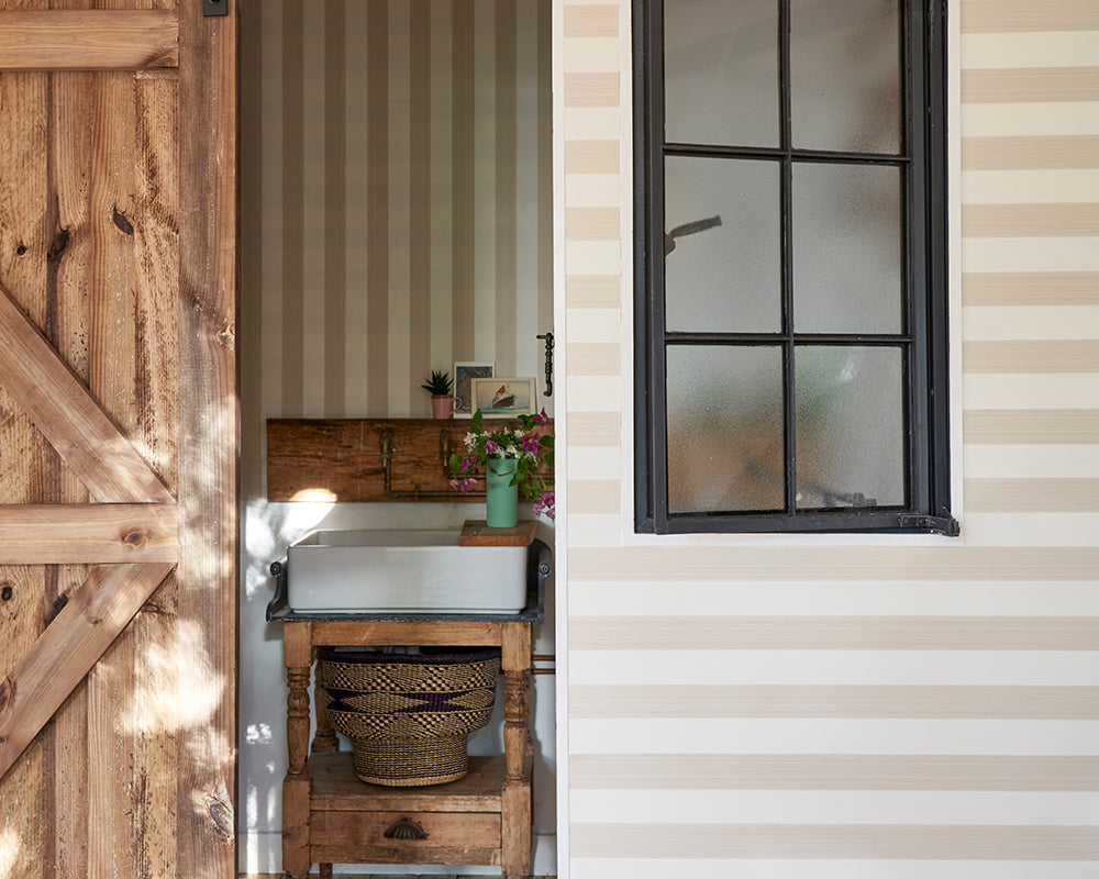 Farrow & Ball Five Over Stripe Wallpaper room inspiration