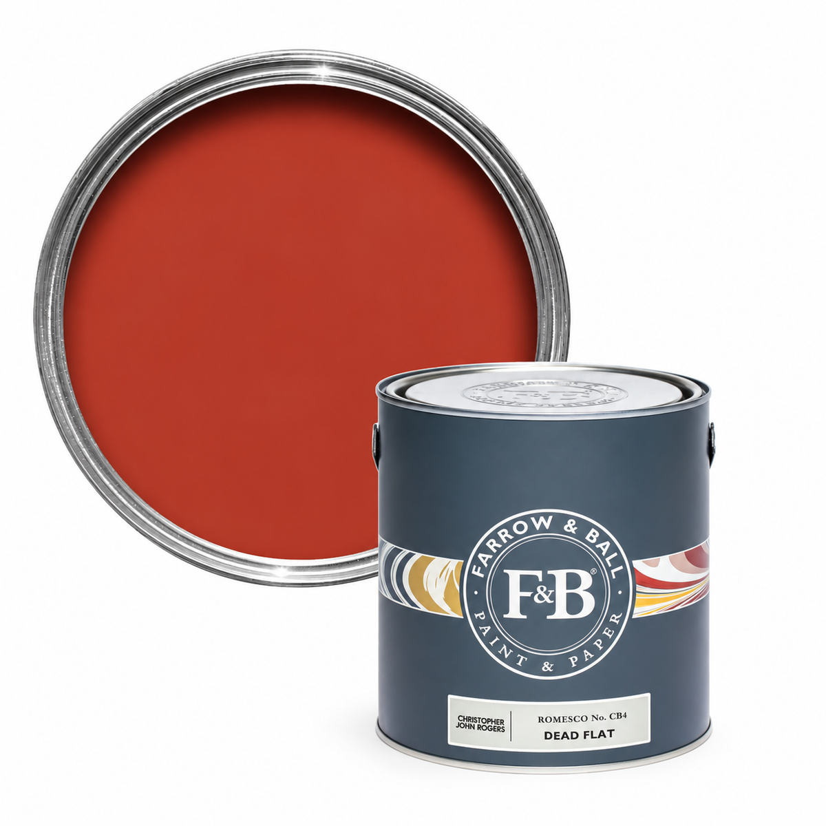 Farrow & Ball Romesco CB4 Carte Blanche paint tin and colour swatch