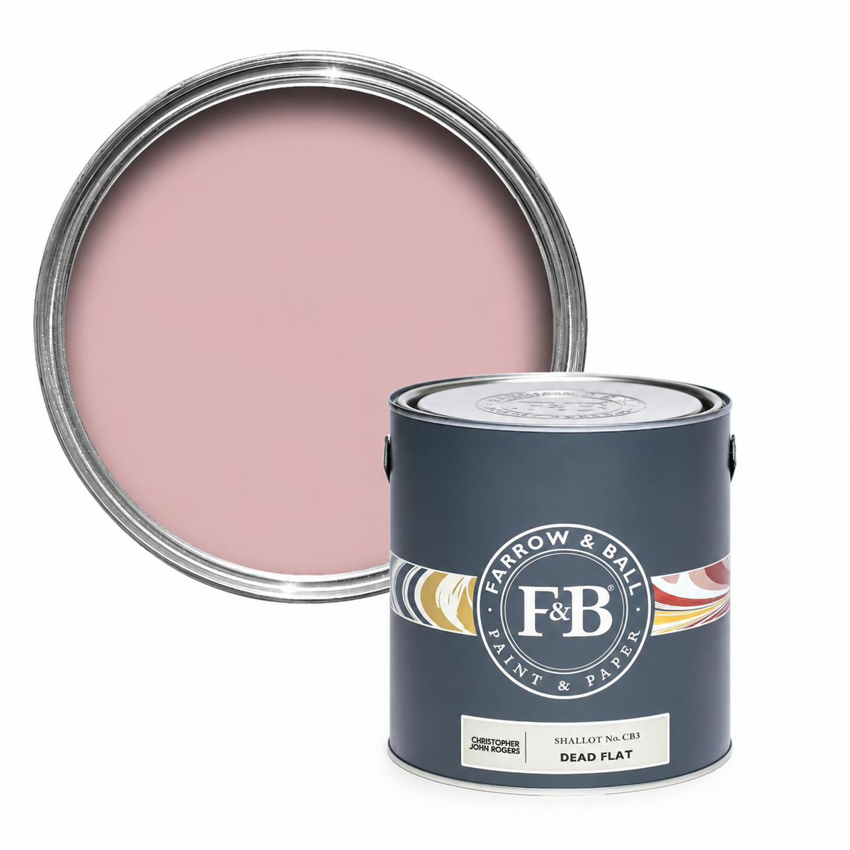 Farrow & Ball Shallot CB3 Carte Blanche paint tin and colour swatch