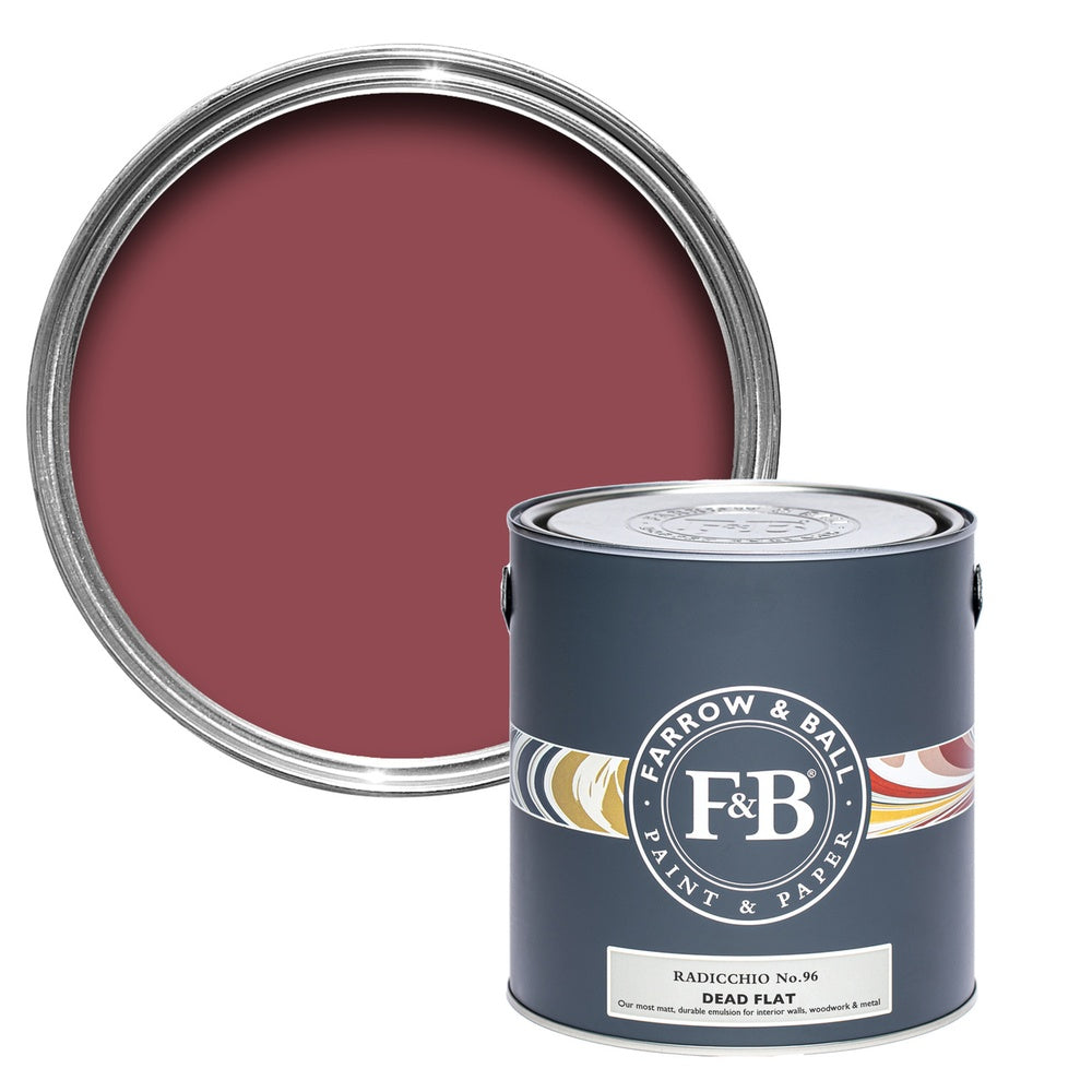 Farrow & Ball Radicchio 96 paint tin and colour swatch