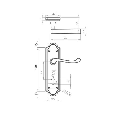 Turnberry Suite Door Handle on Lockplate Black JAB300