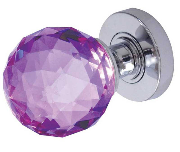 Purple Coloured Faceted Sprung Mortice Knob JH5260