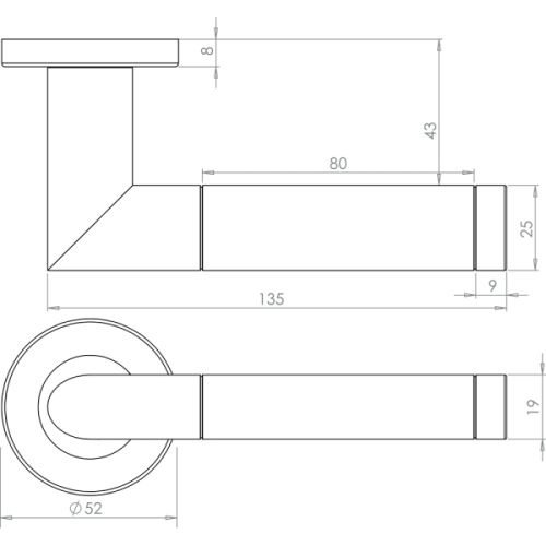 Frelan Saturn Lever Door Handle on rose