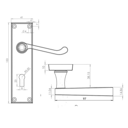 Frelan Victorian Suite Scroll Lever Door Handle Back Plate JV10SC