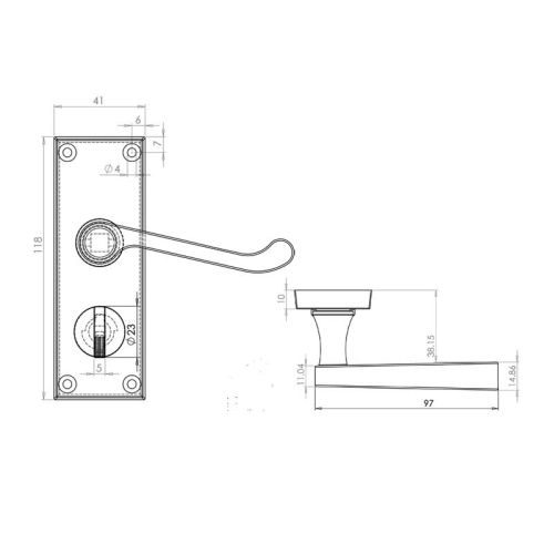 Victorian Scroll Door Handle on Privacy Plate Polished Chrome