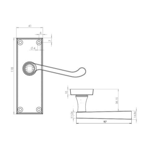 Frelan Hardware Victorian Scroll Satin Chrome Lever Latch