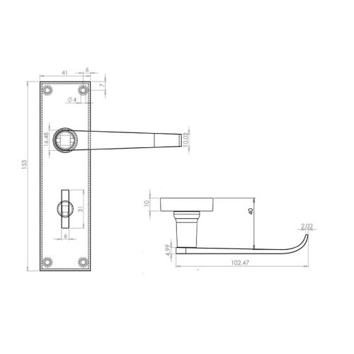 Victorian Straight Satin Chrome Bathroom Lever on Long
