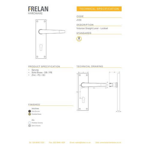 Victorian Suite straight lever Polished Brass