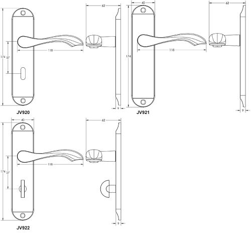 Frelan Hardware Broadway JV920SC - Satin Chrome -  Lock Door Handles