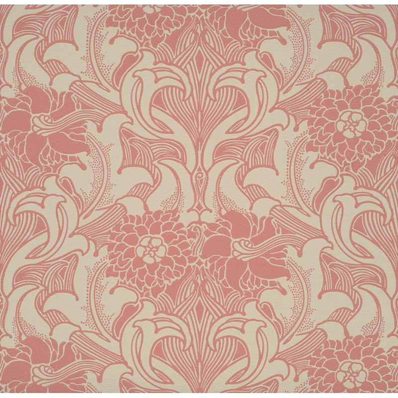 Little Greene Dahlia Scroll wallpaper in Carmine