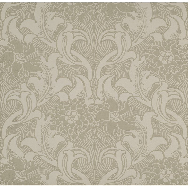 Little Greene Dahlia Scroll wallpaper in French Grey
