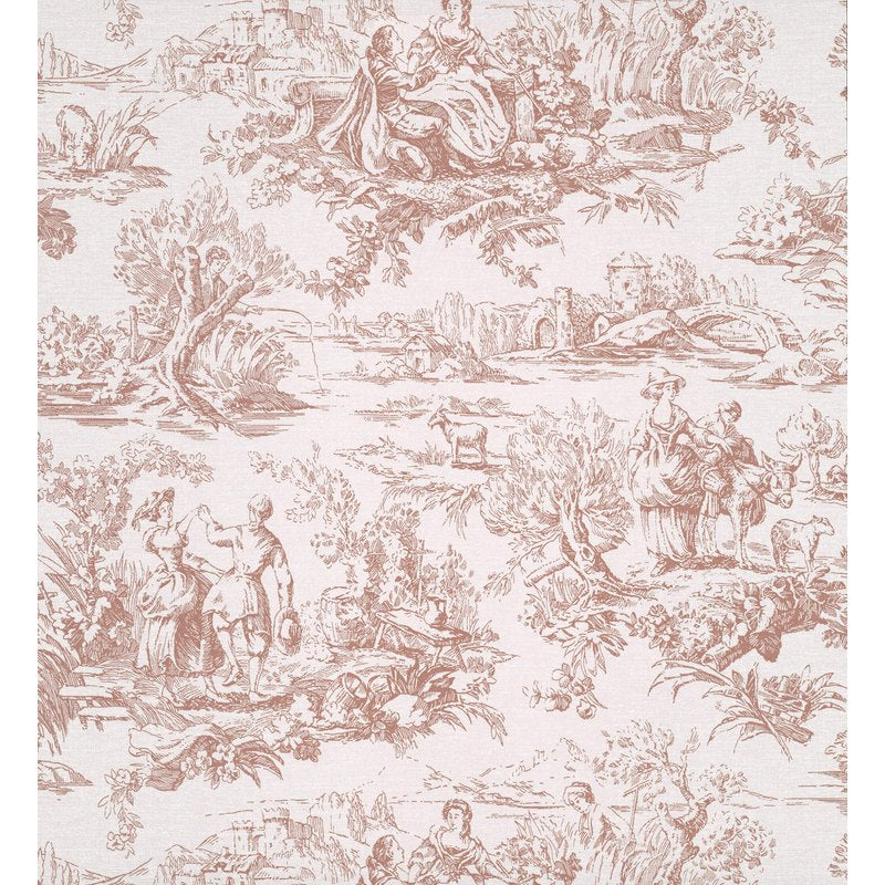 Little Greene Lovers' Toile wallpaper in Blush