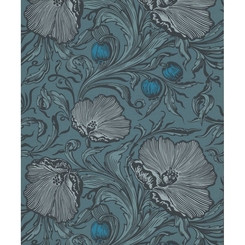 Little Greene Poppy Trail wallpaper in Air Force Blue