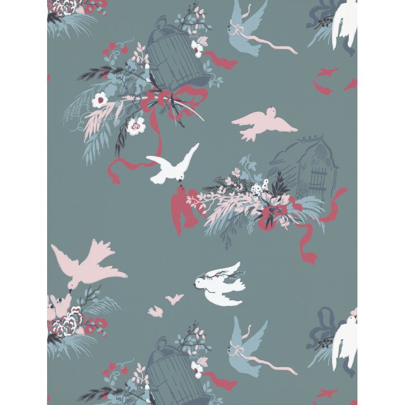 Little Greene Volières wallpaper in Etruria