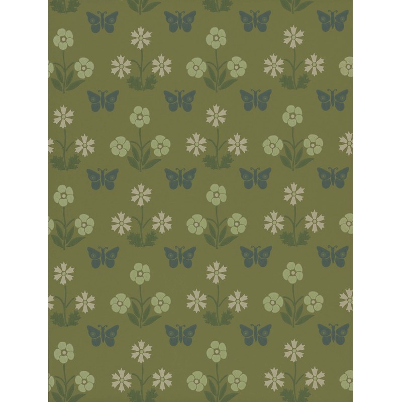 Little Greene Burges Butterfly wallpaper in Garden