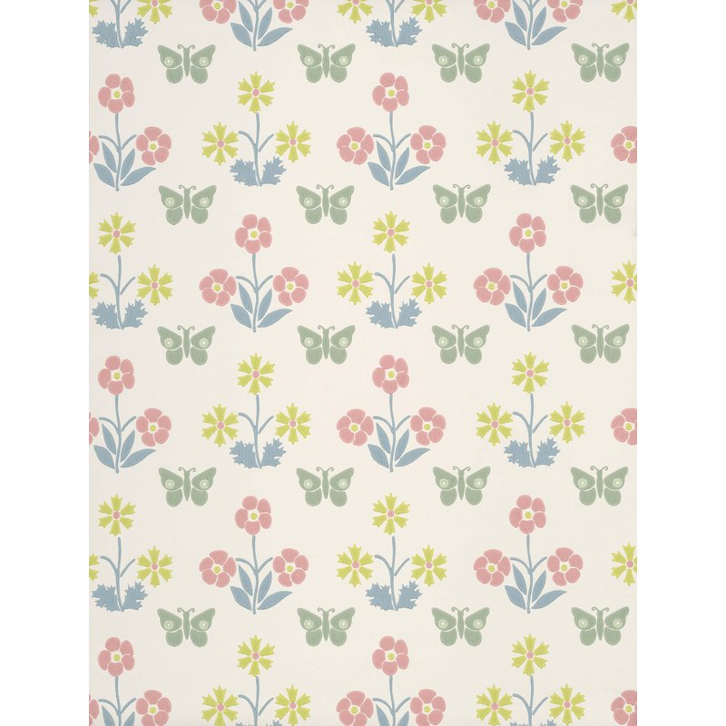 Little Greene Burges Butterfly wallpaper in Slaked Lime
