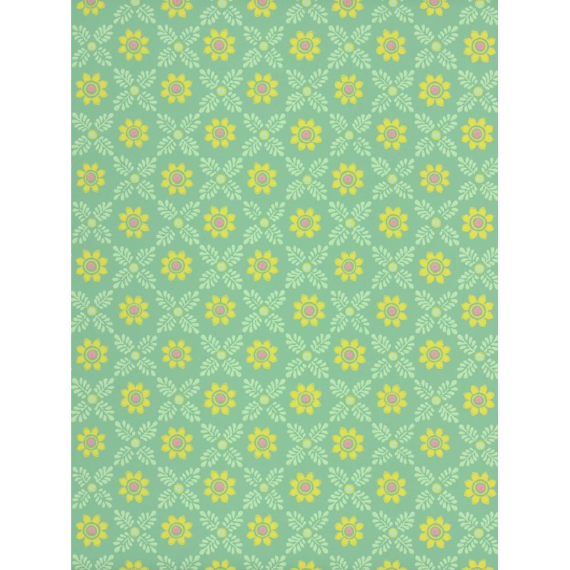 Little Greene Ditsy Block wallpaper in Green Verditer