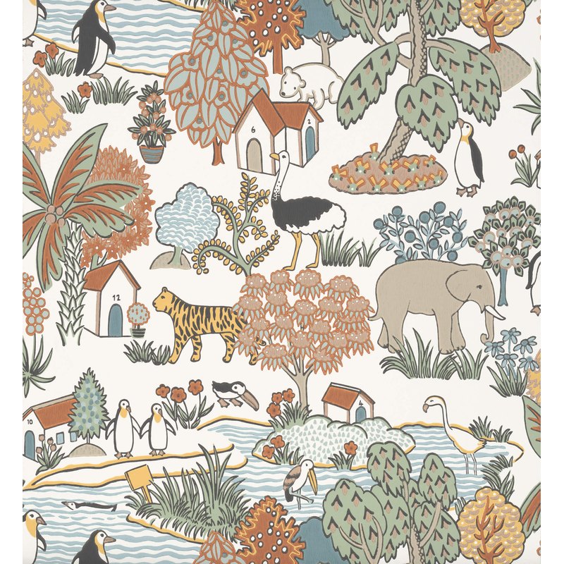 Little Greene Animal Kingdom wallpaper in Pea