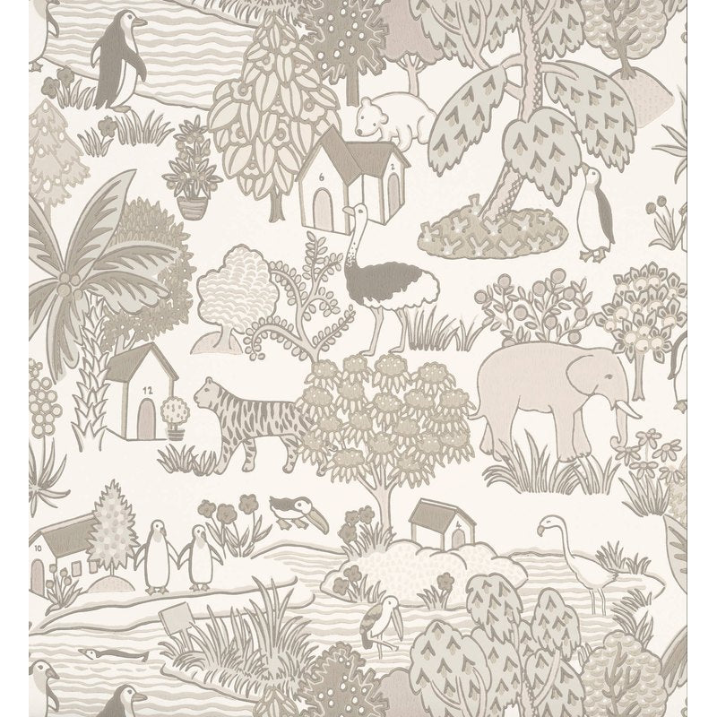 Little Greene Animal Kingdom wallpaper in Portland Stone