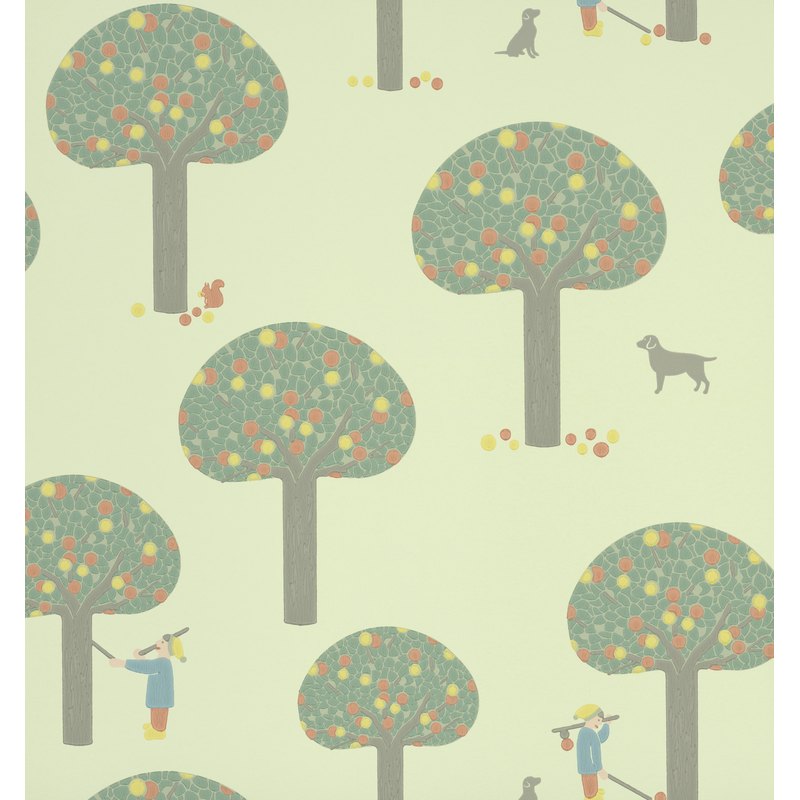 Little Greene Rodney Street wallpaper in Pea Green