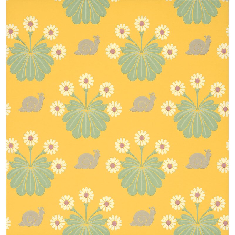 Little Greene Burges Snail wallpaper in Lemon