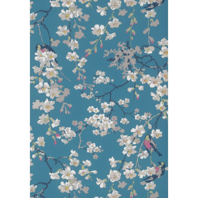 Little Greene Massingberd Blossom wallpaper in Deep Blue