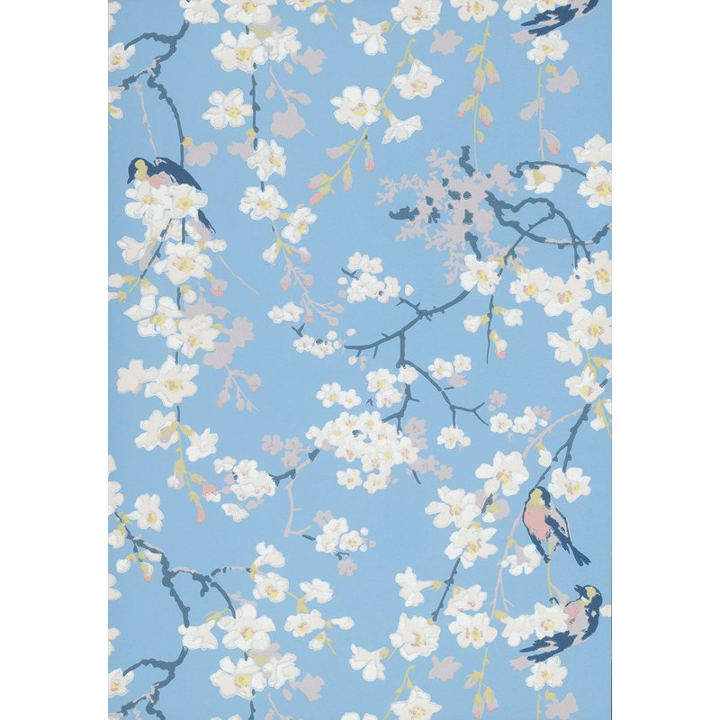 Little Greene Massingberd Blossom wallpaper in Pale Blue