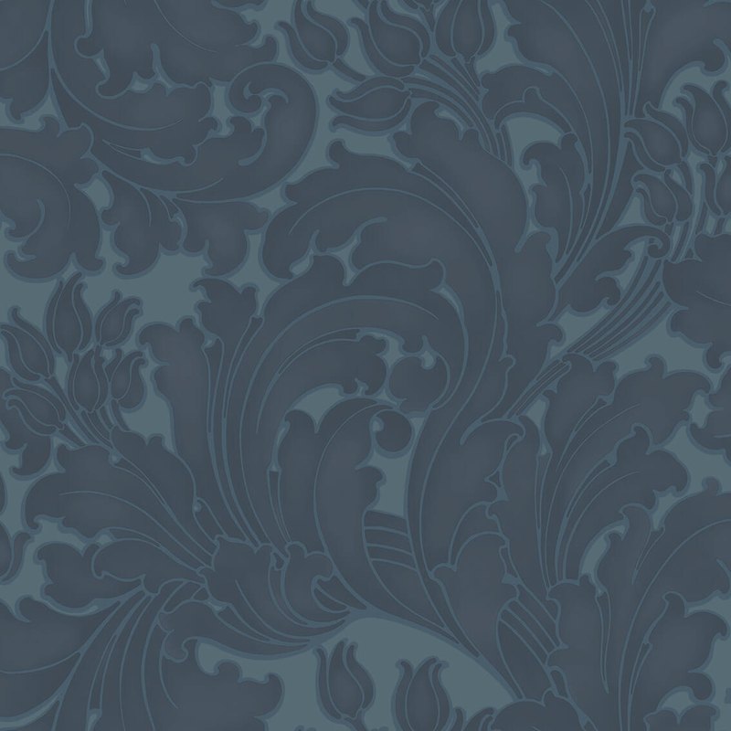 Little Greene Tulip wallpaper in Blue Black