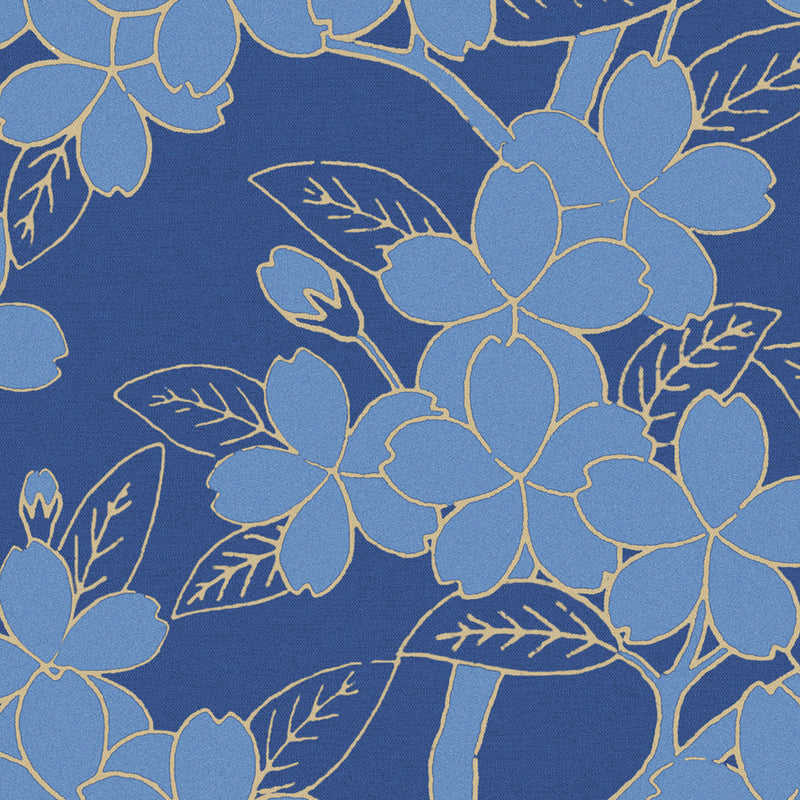 Little Greene Camellia wallpaper in Smalt
