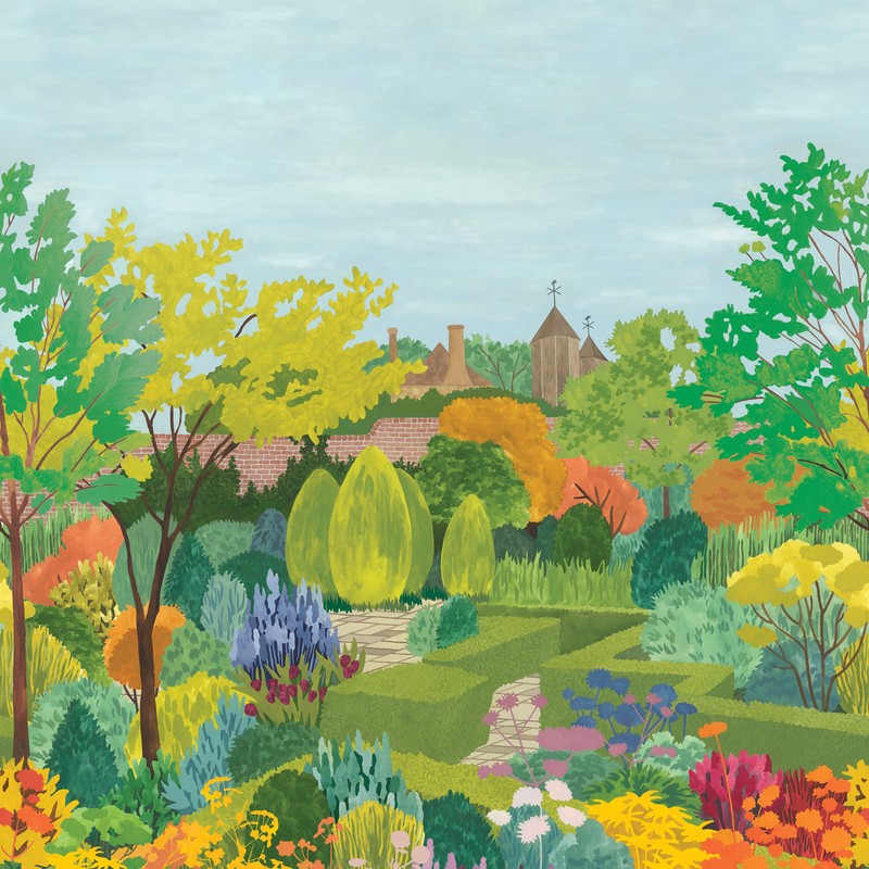 Little Greene Castle Garden wallpaper in Pale Lime