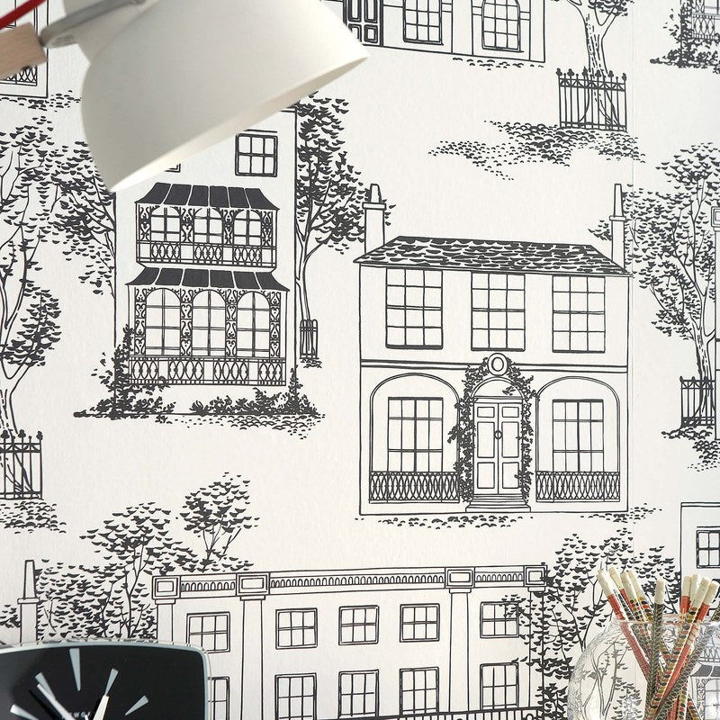 Little Greene Hampstead wallpaper in Ink — detail