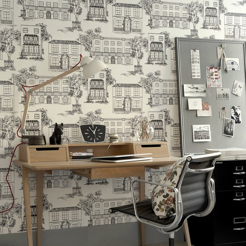 Little Greene Hampstead wallpaper in Ink — room view