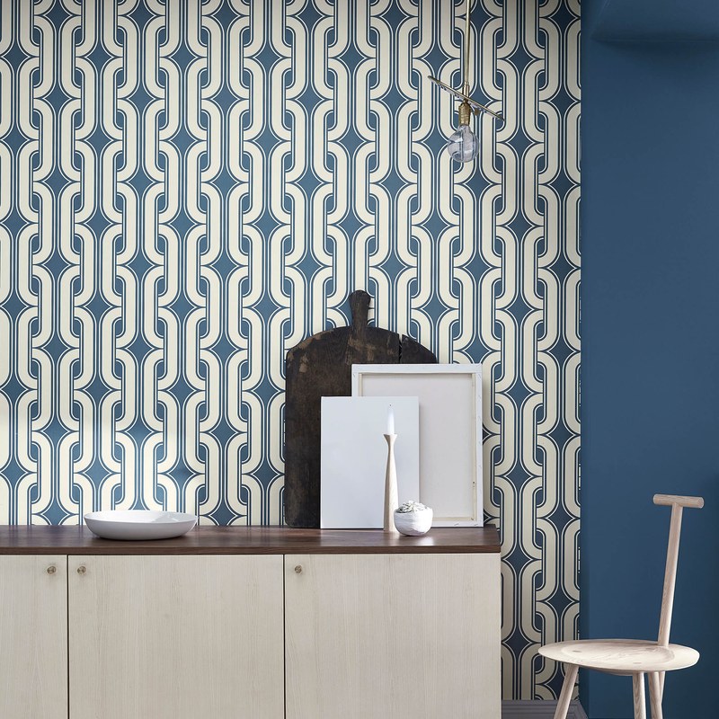 Little Greene Lavaliers wallpaper in Low Wave — room view