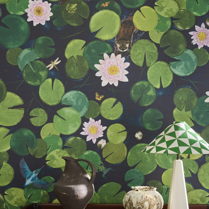 Little Greene Lily Pads wallpaper in Hopper — detail