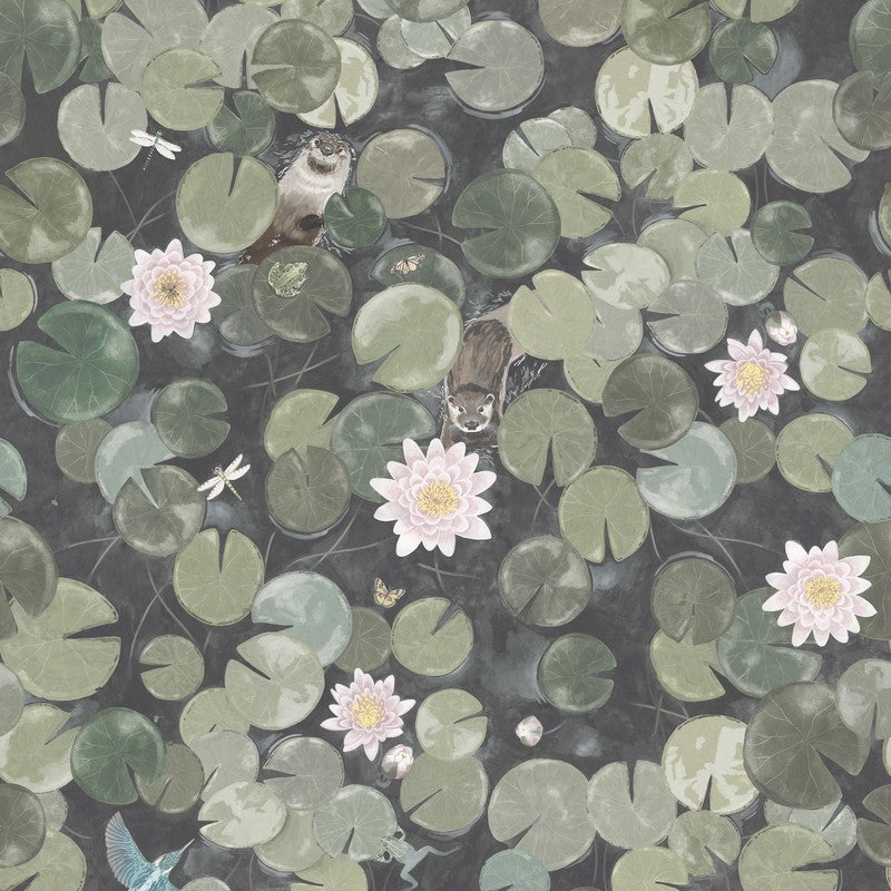 Little Greene Lily Pads wallpaper in Normandy Grey