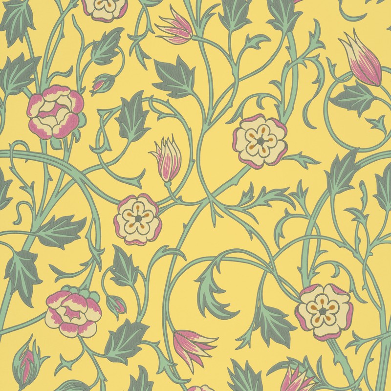 Little Greene May’s Tulip wallpaper in Indian Yellow