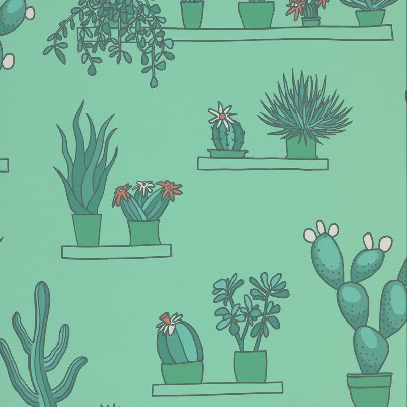 Little Greene Mr Straw’s Greenhouse wallpaper in Green Verditer