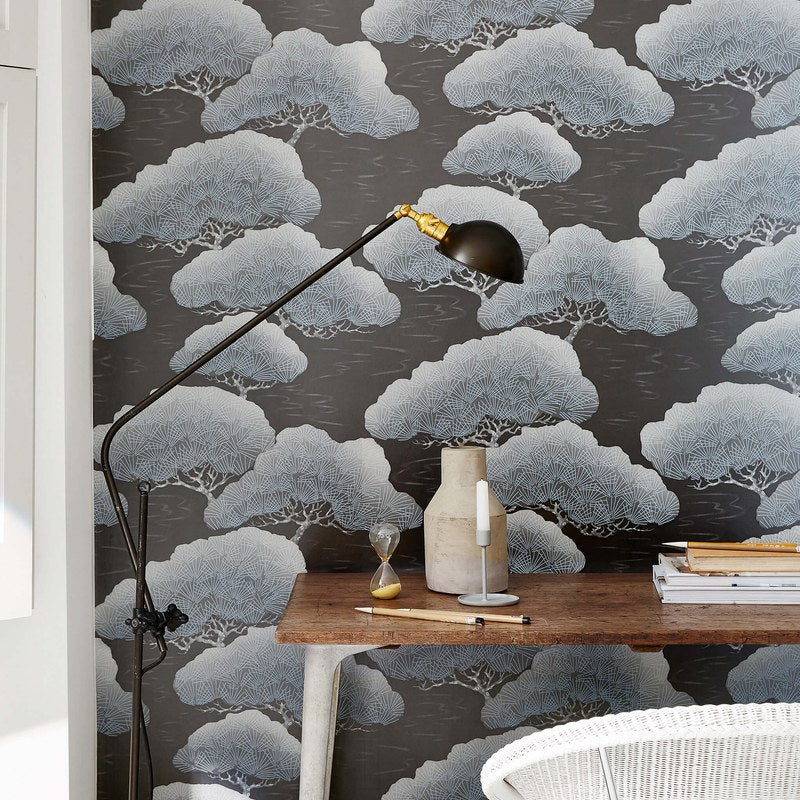 Little Greene Pines wallpaper in Ash Pine — room view