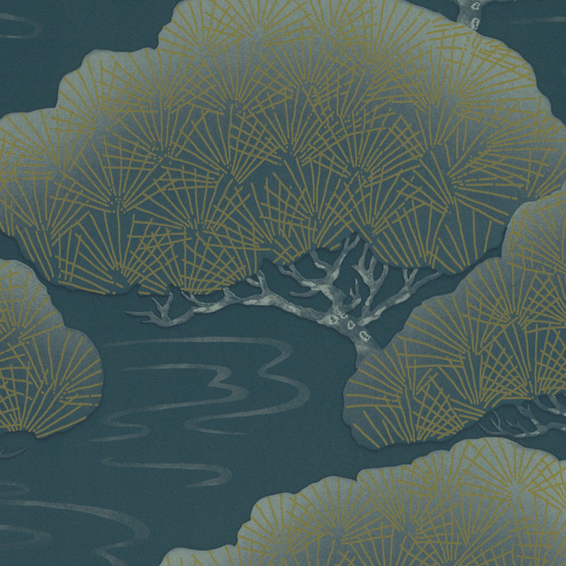 Little Greene Pines wallpaper in Blue Pine