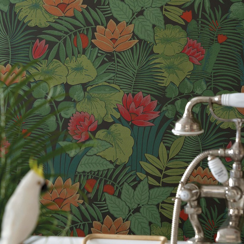 Little Greene Reverie wallpaper in Jungle — detail