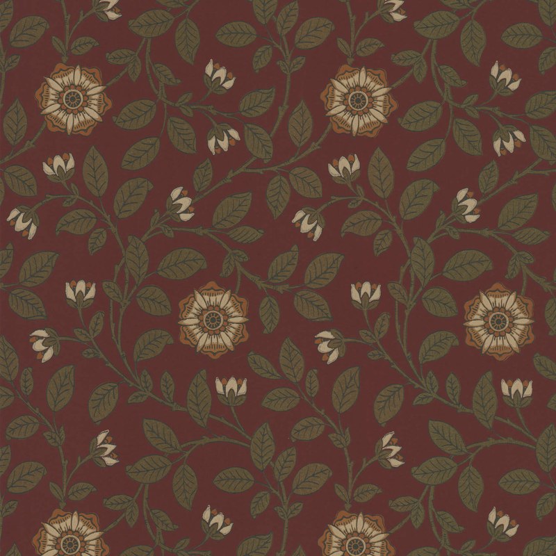 Little Greene Richmond Green wallpaper in Revival Red