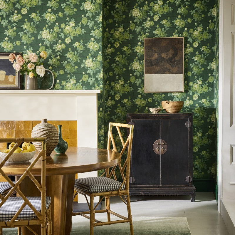 Little Greene Rose Garden wallpaper in Puck — full room
