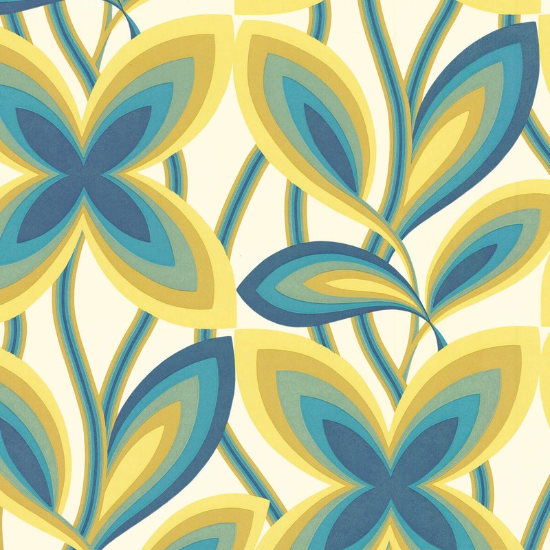 Little Greene Starflower wallpaper in Peacock