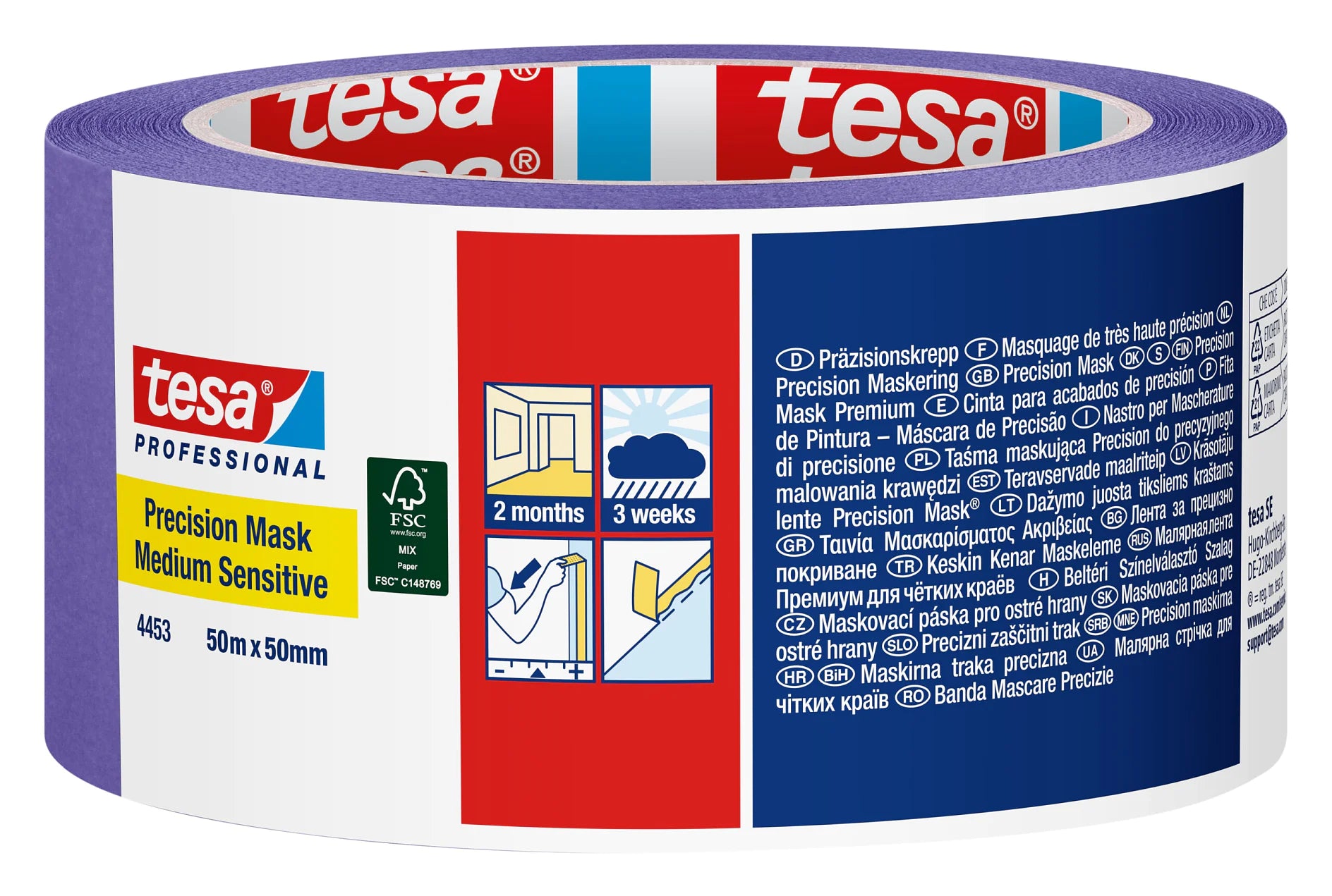 Tesa 4453 Professional Precision Masking Tape Medium Sensitive Purple