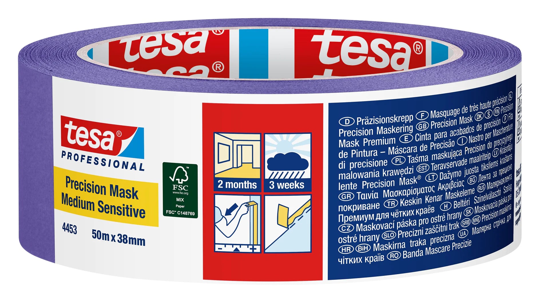 Tesa 4453 Professional Precision Masking Tape Medium Sensitive Purple